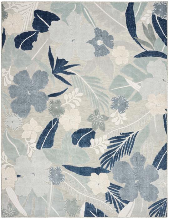 Nourison Suncoast Grey Navy Indoor/Outdoor Floral Rug SNC01