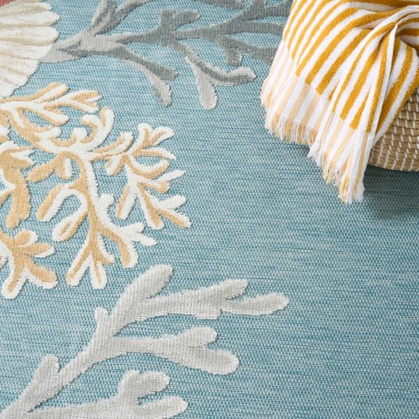 Nourison Suncoast Teal Multicolor Indoor/Outdoor Nature Rug SNC04