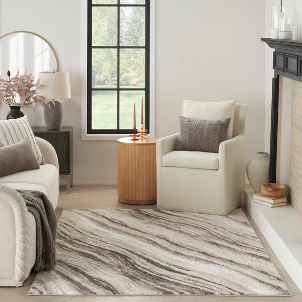 Nourison Sustainable Trends Beige Grey Indoor Only Abstract Rug SUT05 Home
