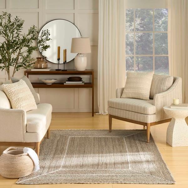 Nourison Terrazzo Jute Natural Grey Indoor Only Solid Rug TRJ01