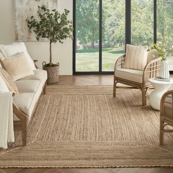nourison Terrazzo Jute Natural Grey Indoor only Solid Rug TRJ01
