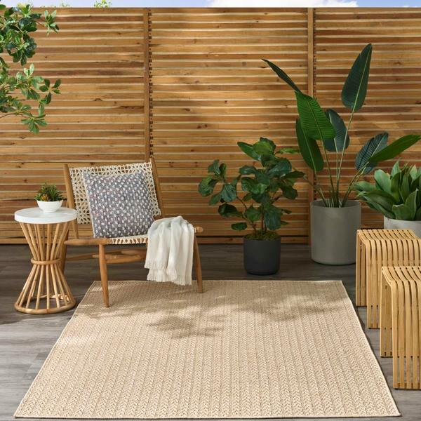 Nourison Tulum Cream Indoor/Outdoor Chevron Rug TLM02