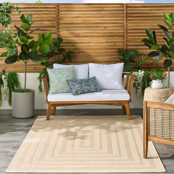Nourison Tulum Cream Indoor/Outdoor Geometric Rug TLM04