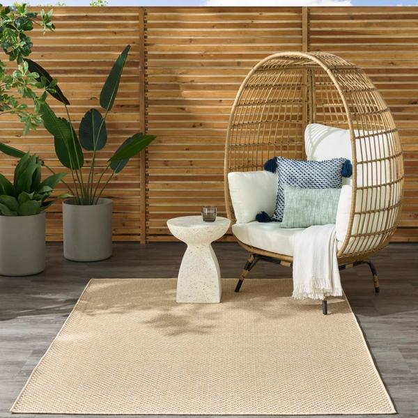 Nourison Tulum Cream Indoor/Outdoor Solid Rug TLM03
