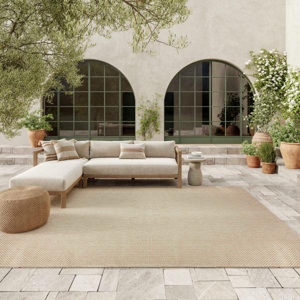 nourison Tulum Cream Indoor/Outdoor Solid Rug TLM03