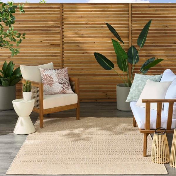 Nourison Tulum Cream Indoor/Outdoor Striped Rug TLM01