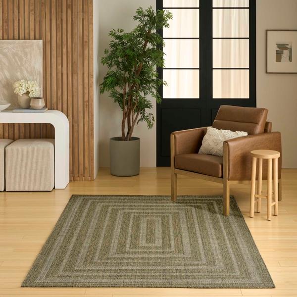 Nourison Tulum Olive Indoor/Outdoor Geometric Rug TLM04