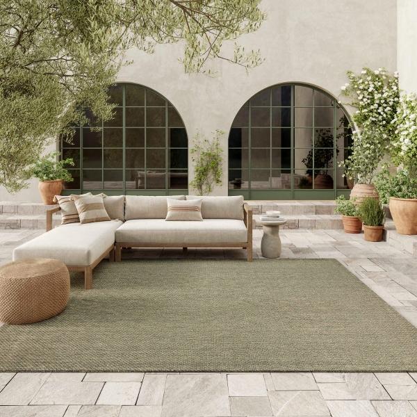 nourison Tulum Olive Indoor/Outdoor Solid Rug TLM03