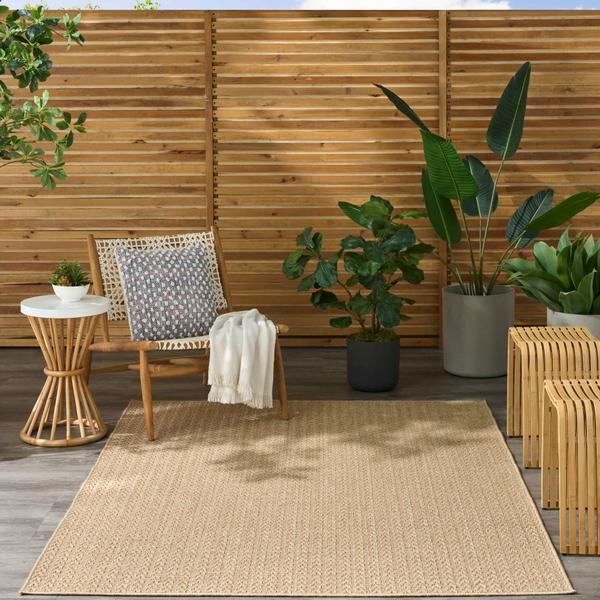 Nourison Tulum Taupe Indoor/Outdoor Chevron Rug TLM02