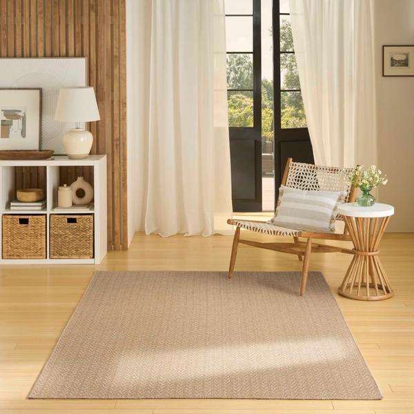 Nourison Tulum Taupe Indoor/Outdoor Chevron Rug TLM02