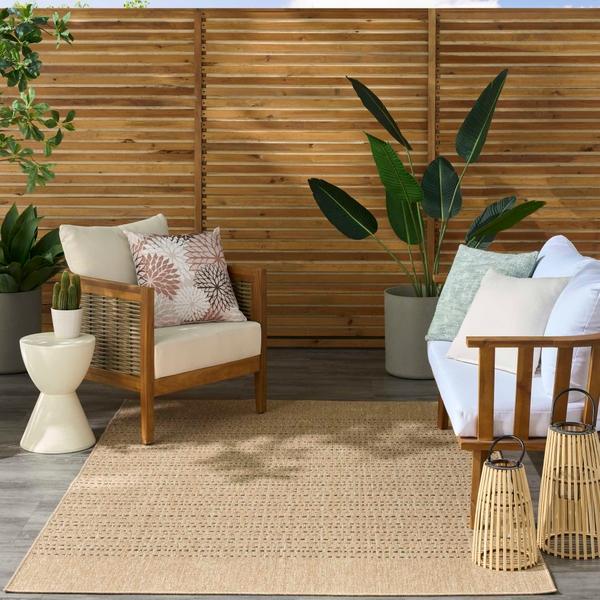 Nourison Tulum Taupe Indoor/Outdoor Striped Rug TLM01