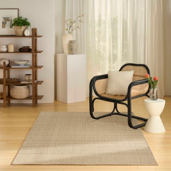 Nourison Tulum Taupe Indoor/Outdoor Striped Rug TLM01