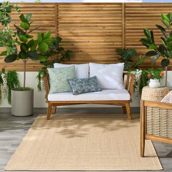 Nourison Tulum Taupe Ivory Indoor/Outdoor Geometric Rug TLM04