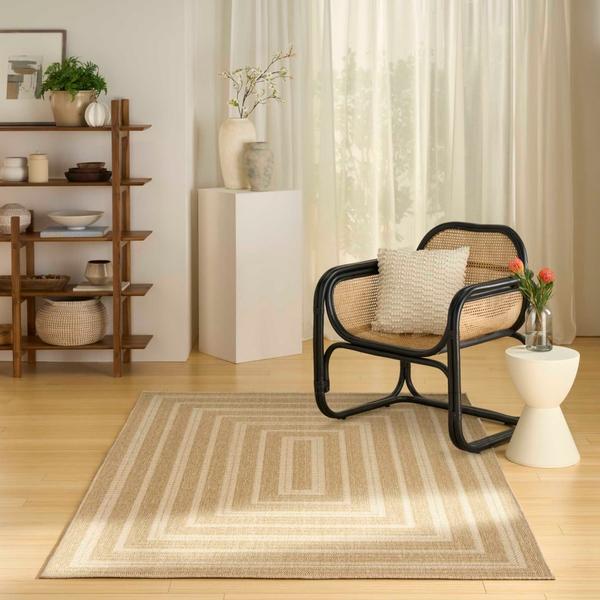 Nourison Tulum Taupe Ivory Indoor/Outdoor Geometric Rug TLM04