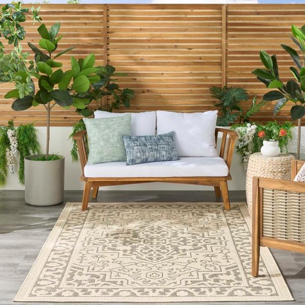 Nourison Tulum Taupe Olive Indoor/Outdoor Persian Rug TLM05