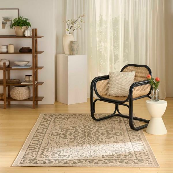 Nourison Tulum Taupe Olive Indoor/Outdoor Persian Rug TLM05
