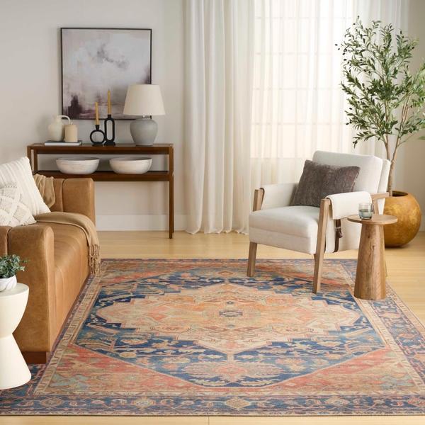 Nourison Vintage Washables Blue Coral Indoor Only Persian Rug VWS13