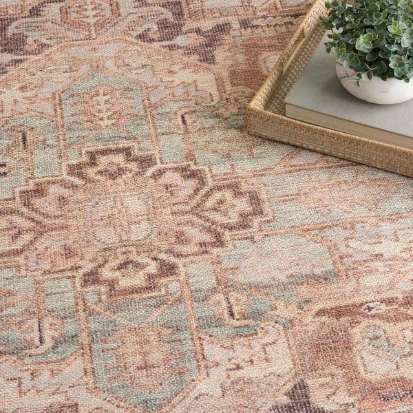 Nourison Vintage Washables Coral Mint Indoor Only Persian Rug VWS11