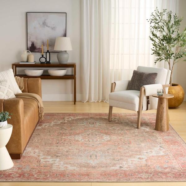 Nourison Vintage Washables Coral Taupe Indoor Only Persian Rug VWS07