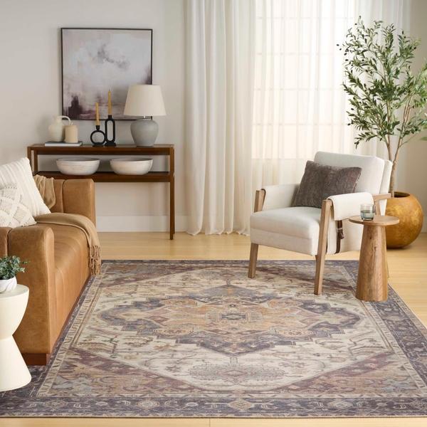 Nourison Vintage Washables Ivory Purple Indoor Only Persian Rug VWS13