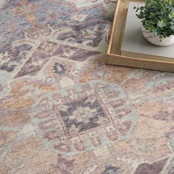 Nourison Vintage Washables Ivory Purple Indoor Only Persian Rug VWS13