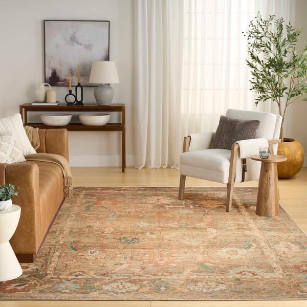 Nourison Vintage Washables Taupe Multicolor Indoor Only Persian Rug VWS09