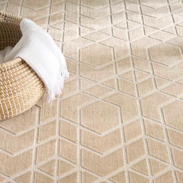 Nourison Washable Charm Beige Ivory Indoor Only Geometric Rug WCH01