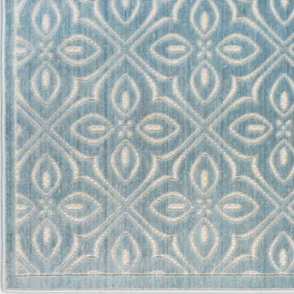 nourison Washable Charm Blue Ivory Indoor only Floral Rug WCH03
