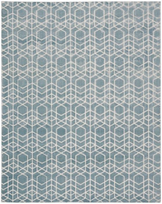 Nourison Washable Charm Blue Ivory Indoor Only Geometric Rug WCH01