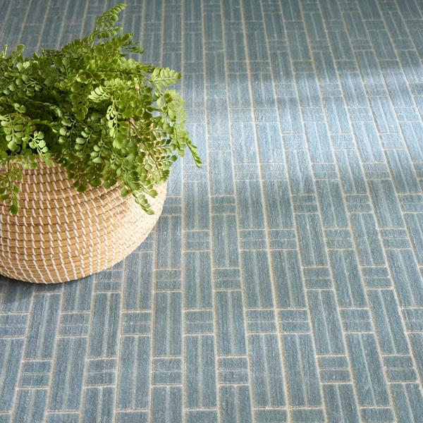 Nourison Washable Charm Blue Ivory Indoor Only Geometric Rug WCH02