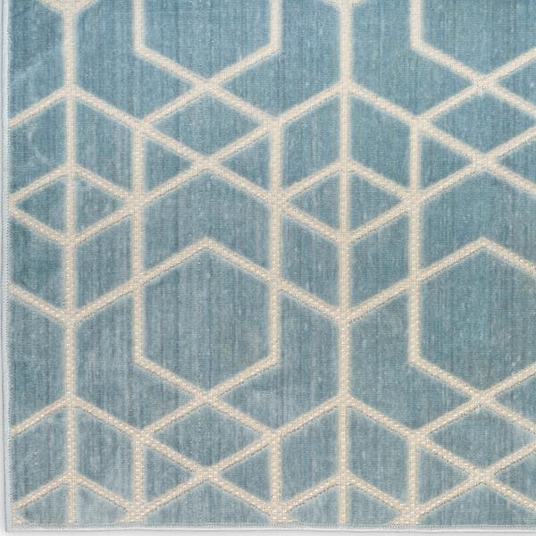 nourison Washable Charm Blue Ivory Indoor only Geometric Rug WCH01