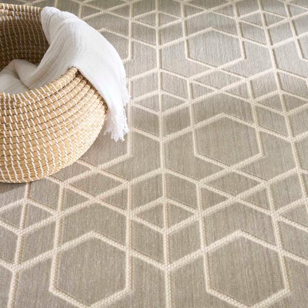 Nourison Washable Charm Silver Ivory Indoor Only Geometric Rug WCH01
