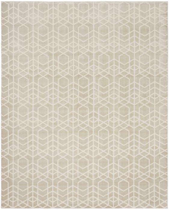 Nourison Washable Charm Silver Ivory Indoor Only Geometric Rug WCH01