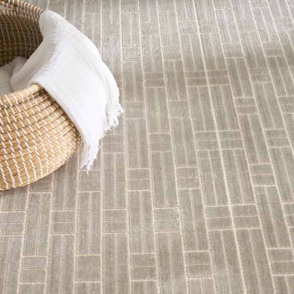 Nourison Washable Charm Silver Ivory Indoor Only Geometric Rug WCH02