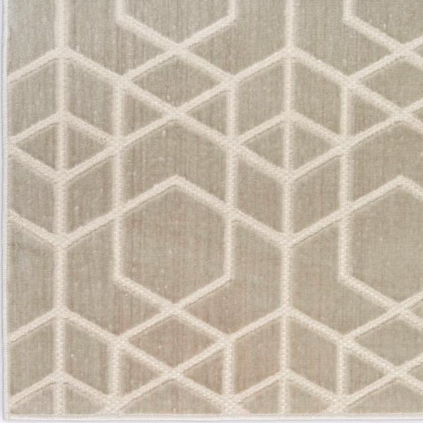 nourison Washable Charm Silver Ivory Indoor only Geometric Rug WCH01