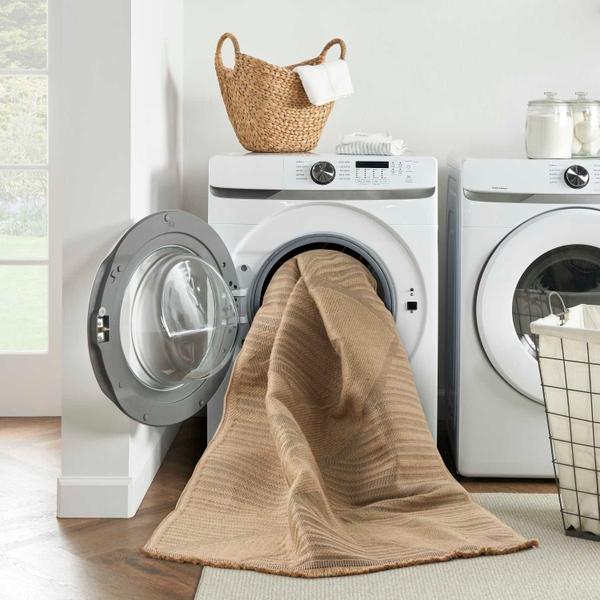 Nourison Washable Jute Non-Slip Geometric Beige Rug WSJ01 Home