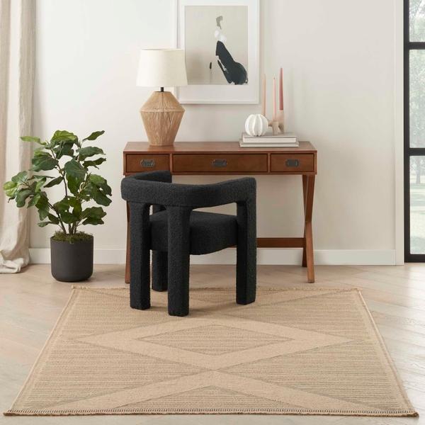 nourison Washable Jute Non-Slip Geometric Beige Rug WSJ01 Home