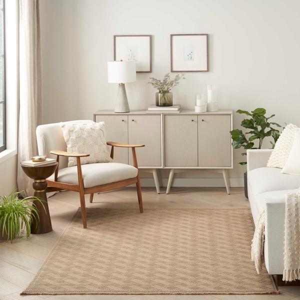 nourison Washable Jute Non-Slip Geometric Natural Rug WSJ02 Home