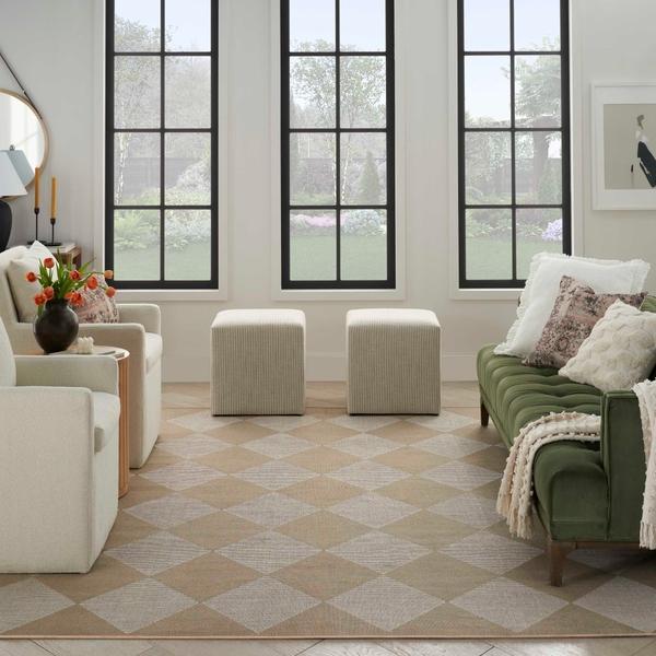 Nourison Washable Modern Jute Natural Ivory Indoor Only Geometric Rug MDJ01 Home