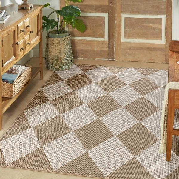 Nourison Washable Modern Jute Natural Ivory Indoor Only Geometric Rug MDJ01 Home