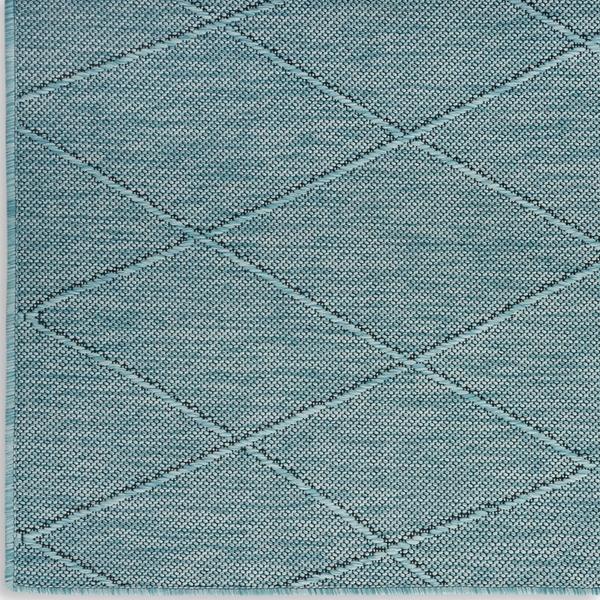 nourison Washable Solutions Aqua Indoor/Outdoor Geometric Rug WSL01 Home
