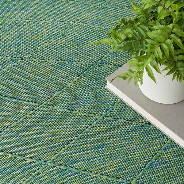 Nourison Washable Solutions Blue/Green Indoor/Outdoor Geometric Rug WSL01 Home