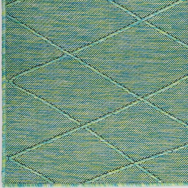 nourison Washable Solutions Blue/Green Indoor/Outdoor Geometric Rug WSL01 Home