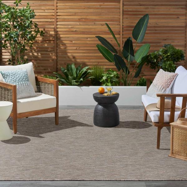 Nourison Washable Solutions Grey/Mocha Indoor/Outdoor Geometric Rug WSL01 Home