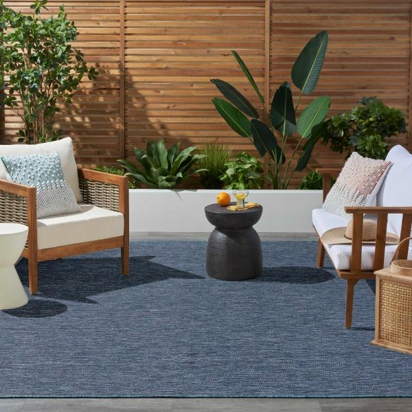 Nourison Washable Solutions Navy Blue Indoor/Outdoor Geometric Rug WSL01 Home