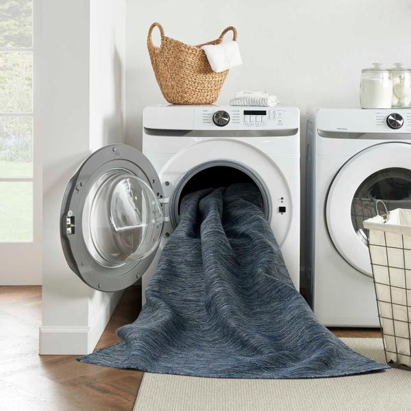 Nourison Washable Solutions Navy Blue Indoor/Outdoor Geometric Rug WSL01 Home