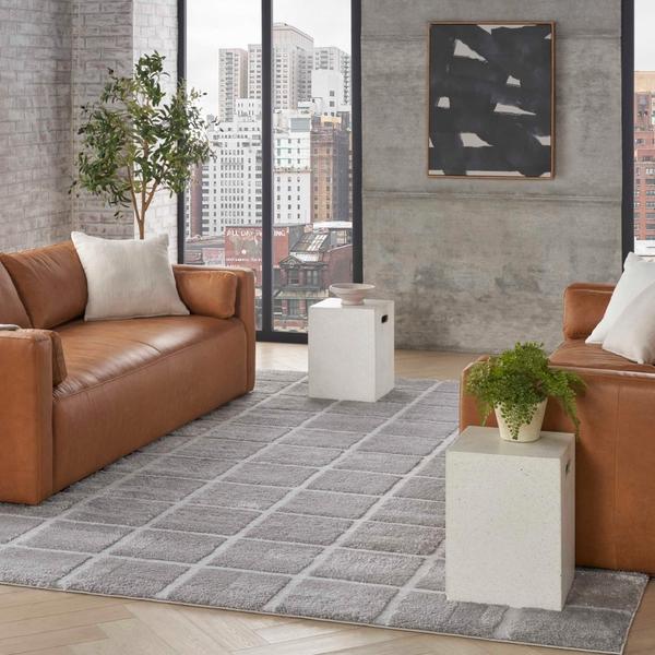 Nourison West End Ave Grey Indoor Only Geometric Rug WTE01