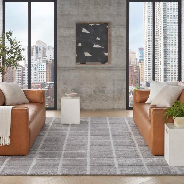 nourison West End Ave Grey Indoor only Geometric Rug WTE01