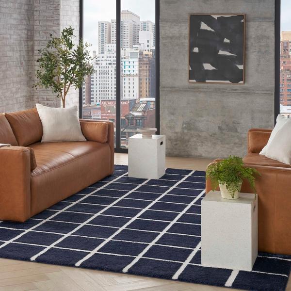 Nourison West End Ave Navy Ivory Indoor Only Geometric Rug WTE01