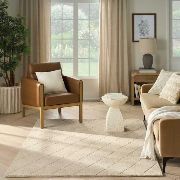 Nourison Wool Haven Beige Indoor Only Diamond Rug WOH01